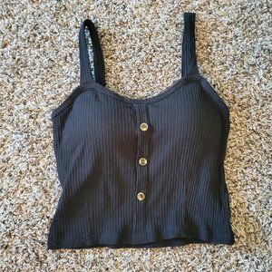 Chicwish Buttoned Front Strappy Crop Tank Top in Black - WORN ONCE